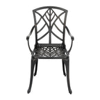Ensemble de 2 chaises de patio extérieures, en aluminium coulé, noir avec bordure dorée