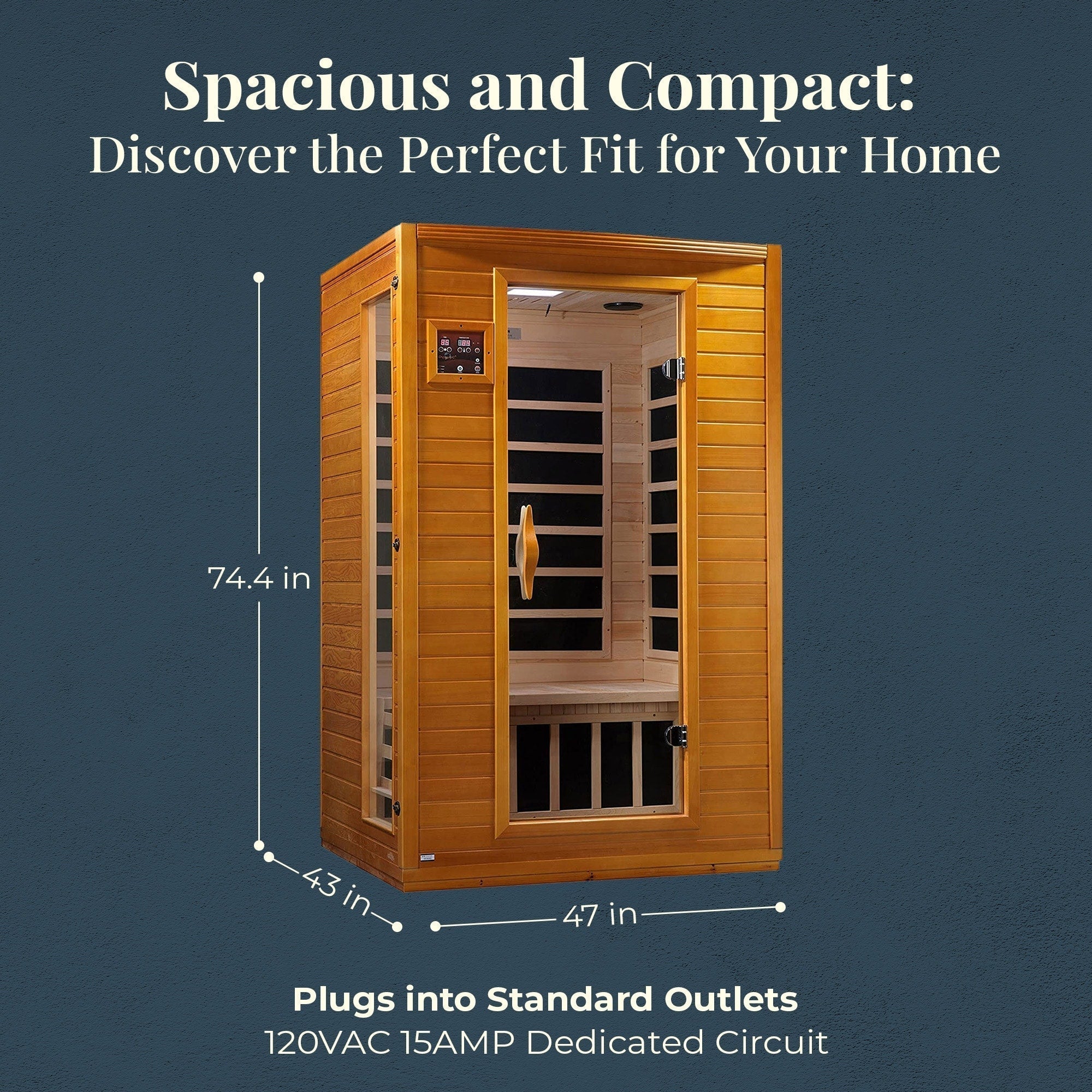 Sauna infrarouge lointain à faible champ électromagnétique Dynamic Saunas Andora pour 2 personnes, en bois de pruche du Canada