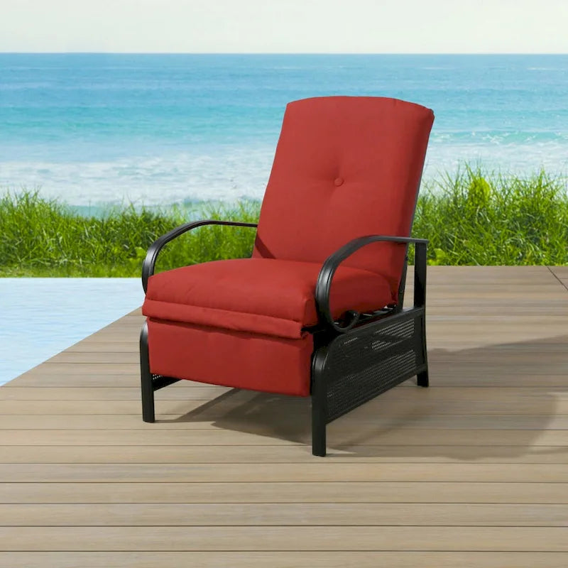 Fauteuil inclinable de salon réglable avec coussin – 38 (P) x 26,5 (L) x 38,5 (H) pouces