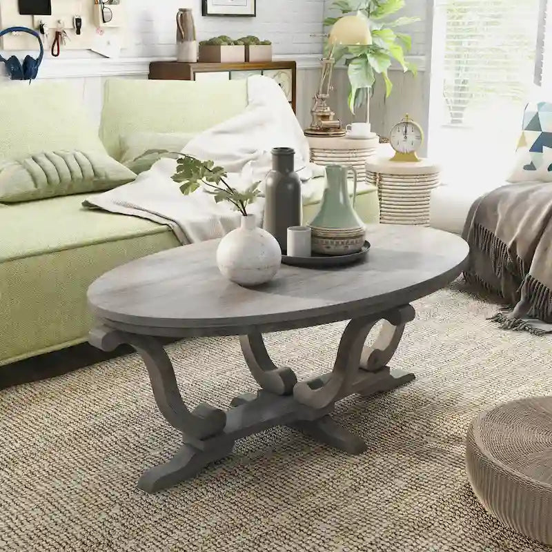 Table basse DH BASIC Farmhouse Vintage grise de 48 pouces par Denhour