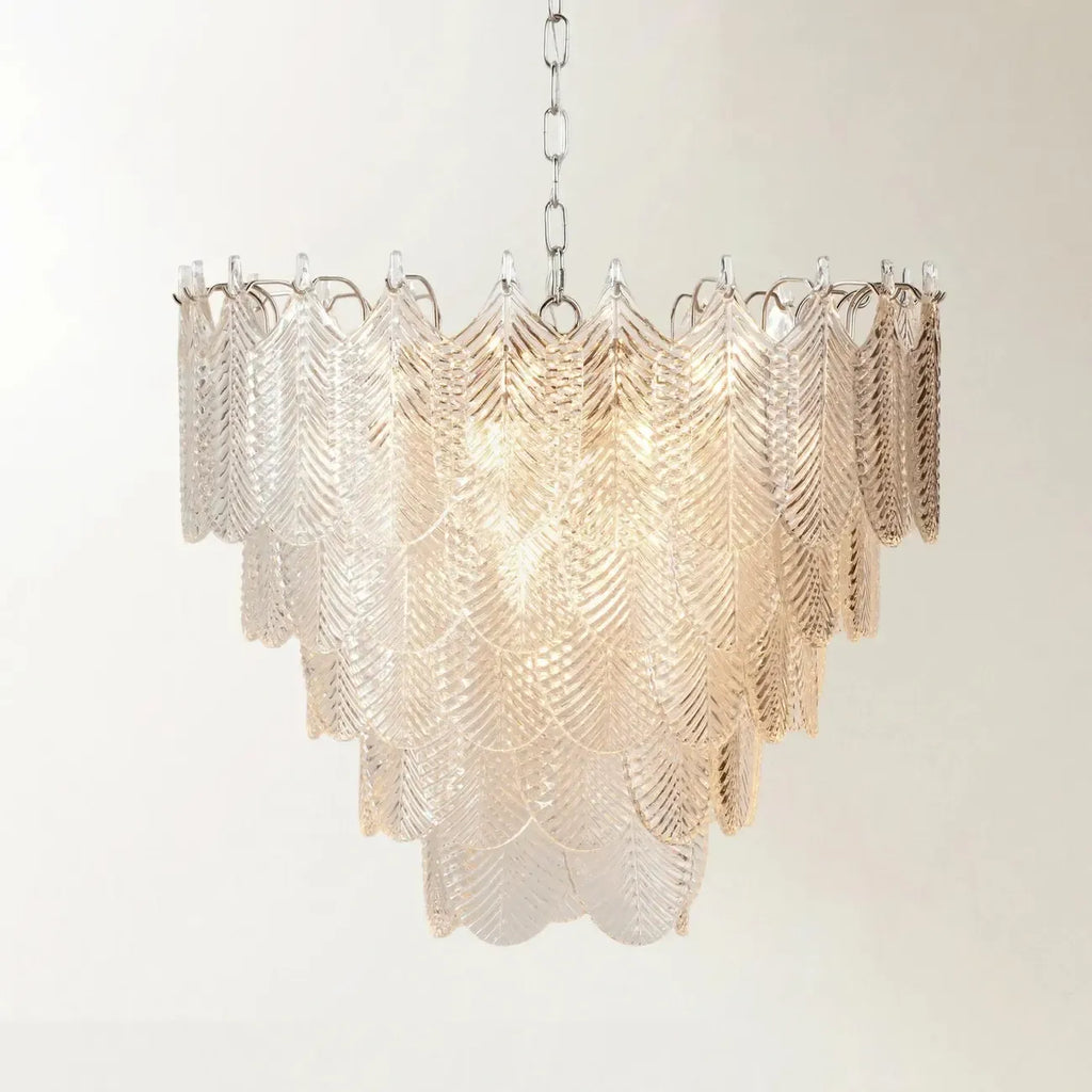 Lustre élégant en cristal et verre en forme de feuille
