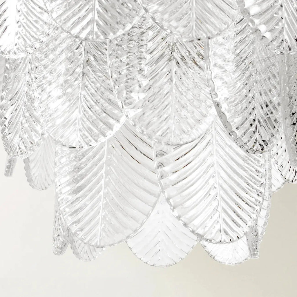 Lustre élégant en cristal et verre en forme de feuille