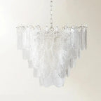 Lustre élégant en cristal et verre en forme de feuille