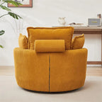 Poltrona girevole oversize con pouf contenitore Moon con 4 cuscini