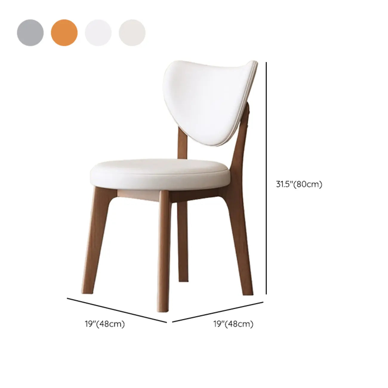 Chaise de salle à manger moderne sans accoudoirs à oreilles en similicuir