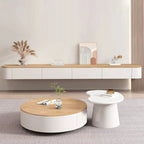 Mobile TV sospeso contemporaneo in legno bianco lungo con cassetti