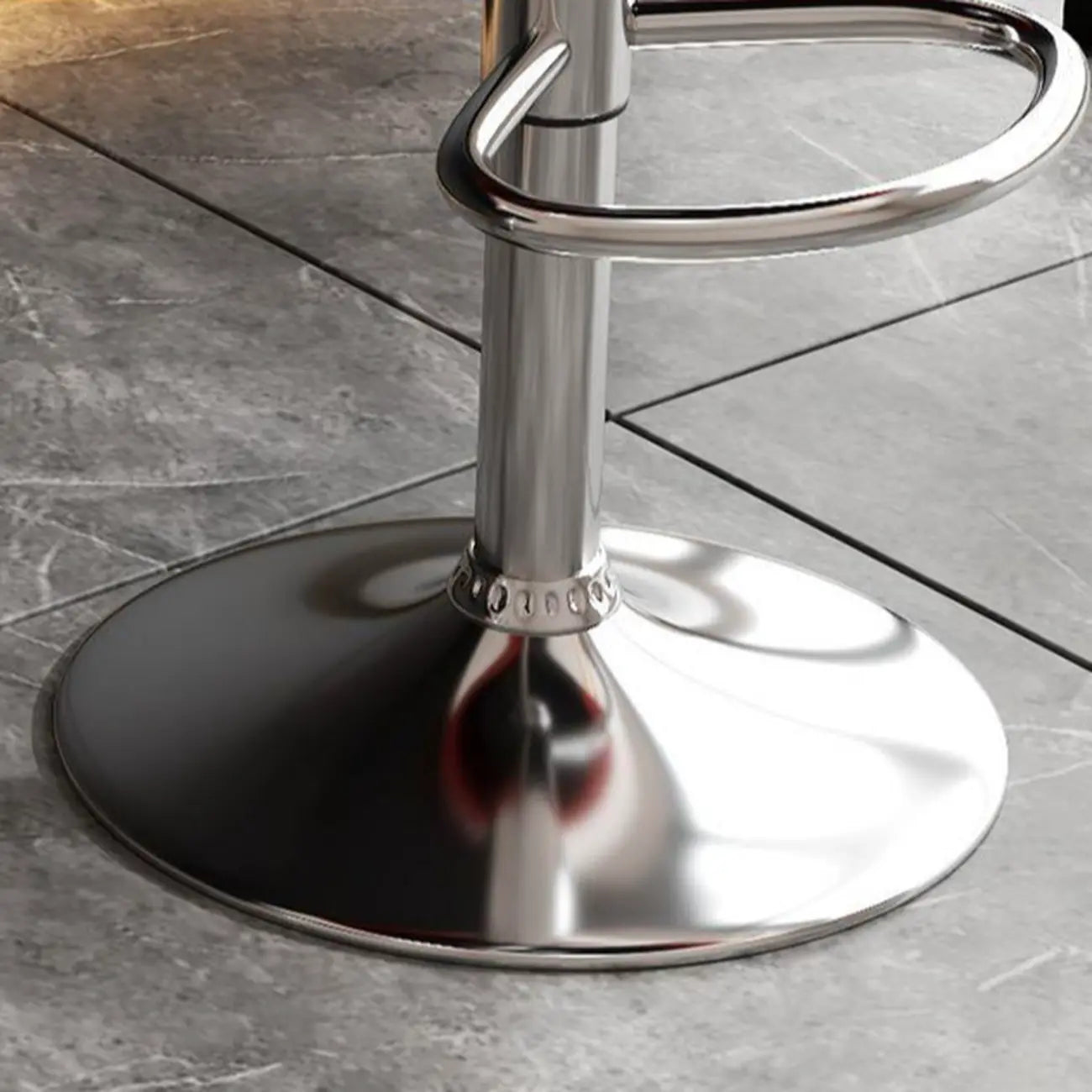 Tabouret de bar pivotant capitonné à losanges, réglable, en cuir PU noir et rouge