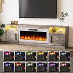 Meuble TV Bossin 70 avec cheminée électrique 36 pouces, compatible avec les téléviseurs jusqu'à 80 pouces, éclairage LED 16 couleurs/centre multimédia