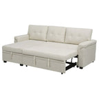 Canapé d'angle convertible et réversible avec lit gigogne, méridienne de rangement dissimulée et pieds robustes.