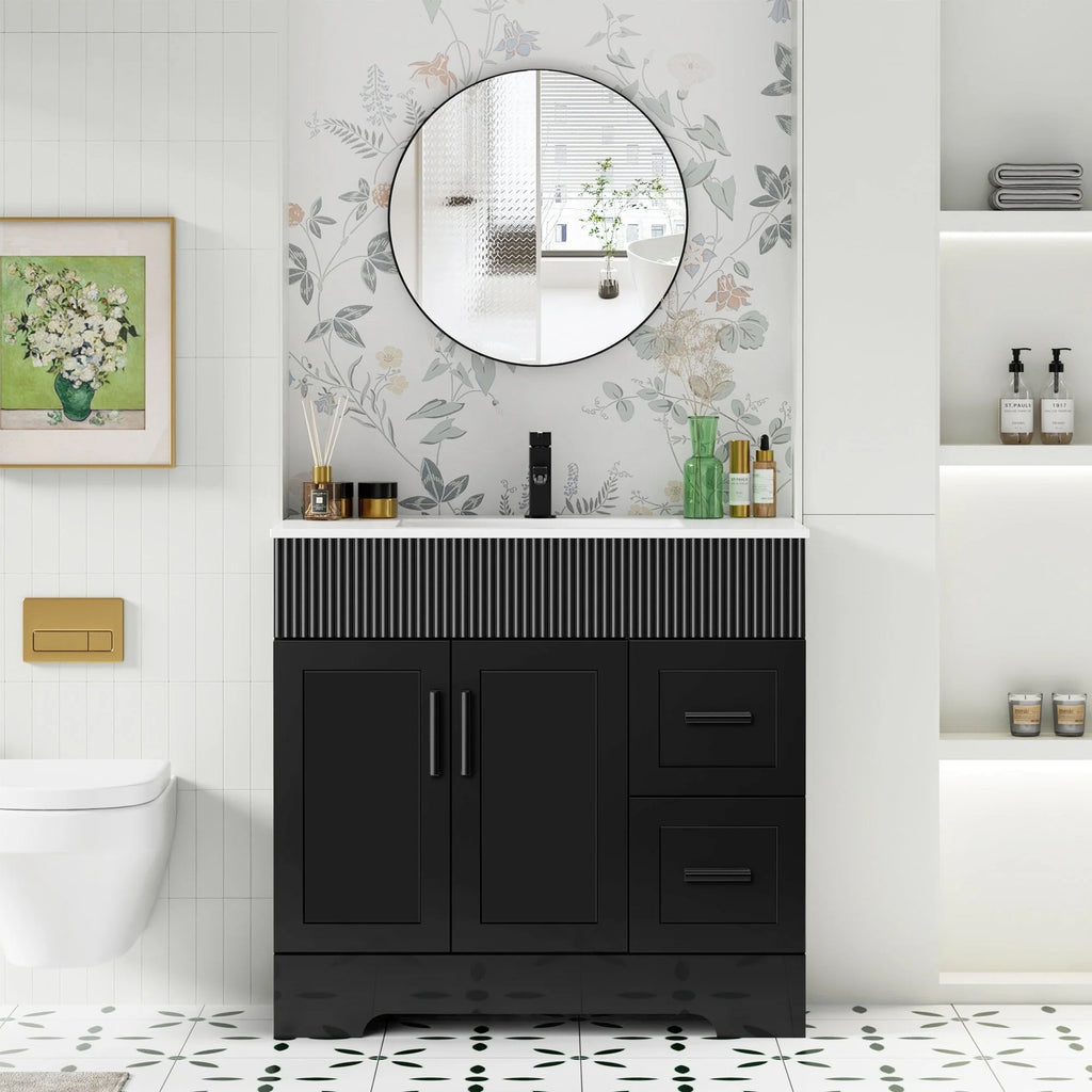Ensemble meuble-lavabo Wavy Line 30/36/48 avec lavabo et robinet