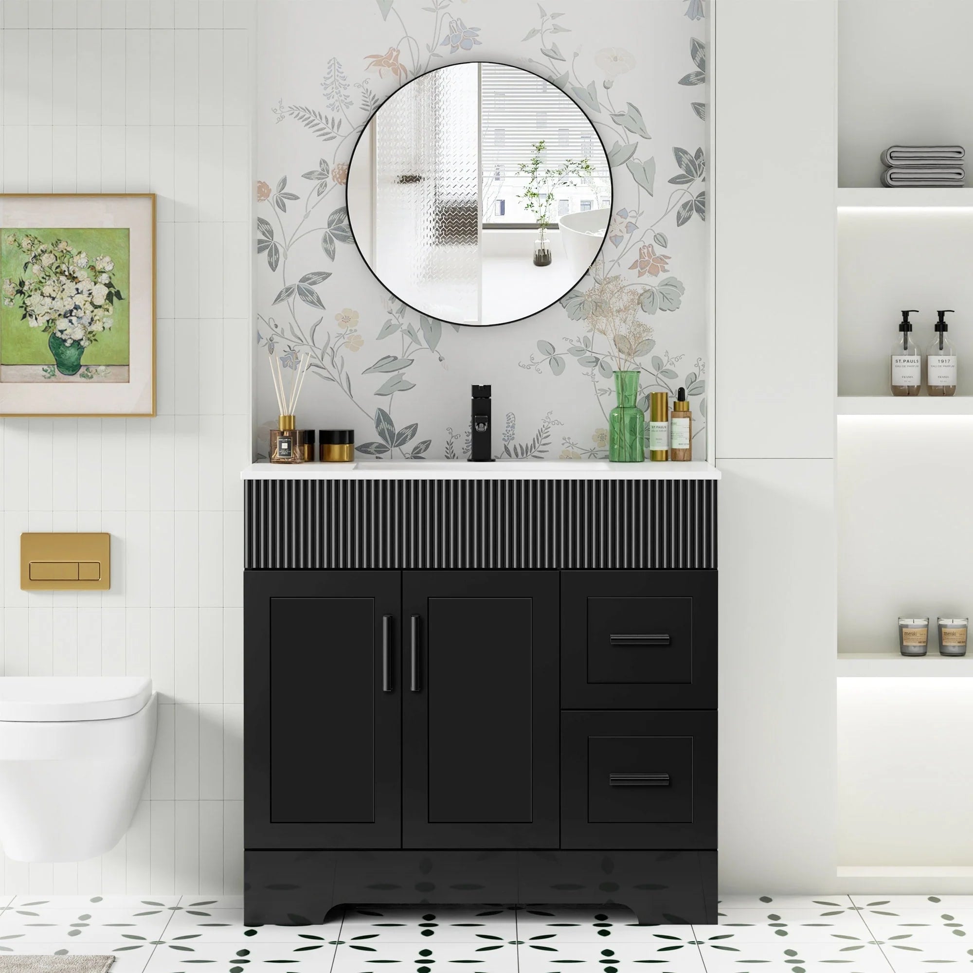 Ensemble meuble-lavabo Wavy Line 30/36/48 avec lavabo et robinet