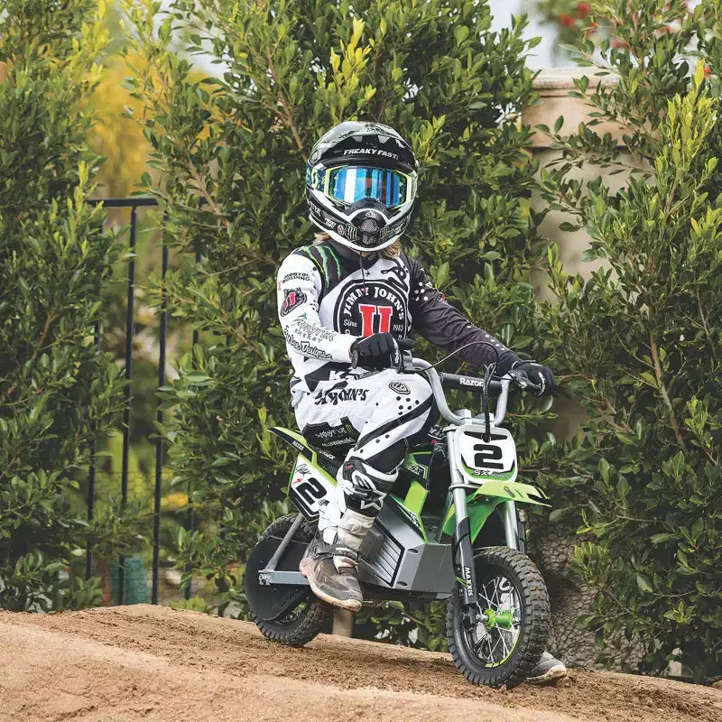 Razor SX350 Dirt Rocket McGrath Motocross Moto Elettrica - Verde: Telaio in Acciaio, Motore da 250W