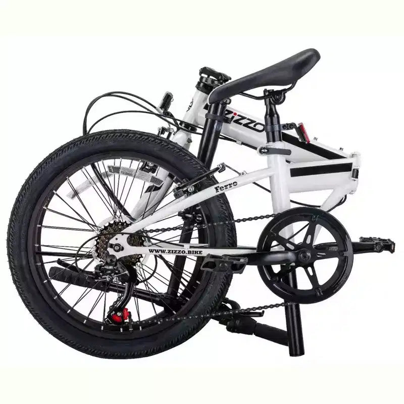 Vélo pliant ZiZZO Ferro 7 vitesses en acier de 20 po - Blanc