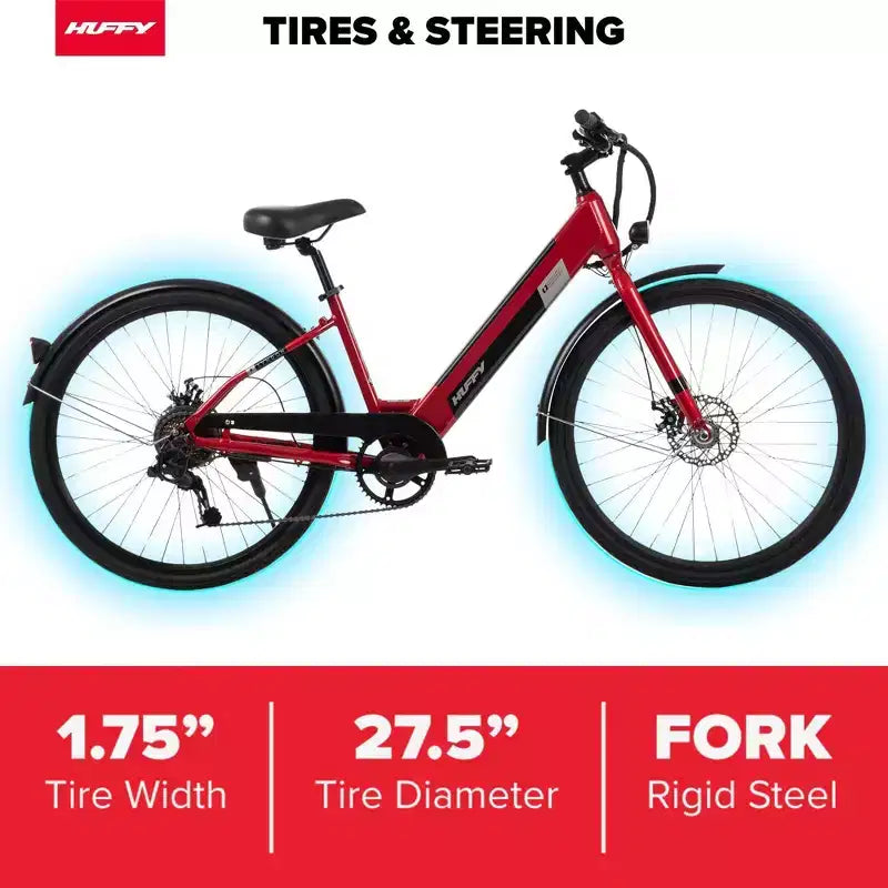 Bicicletta elettrica Huffy Lyndon Step-Through - Ruote da 27.5" - 20 MPH - 36V - Rossa