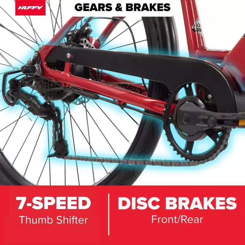 Bicicletta elettrica Huffy Lyndon Step-Through - Ruote da 27.5" - 20 MPH - 36V - Rossa
