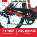 Bicicletta elettrica Huffy Lyndon Step-Through - Ruote da 27.5" - 20 MPH - 36V - Rossa