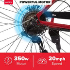 Bicicletta elettrica Huffy Lyndon Step-Through - Ruote da 27.5" - 20 MPH - 36V - Rossa
