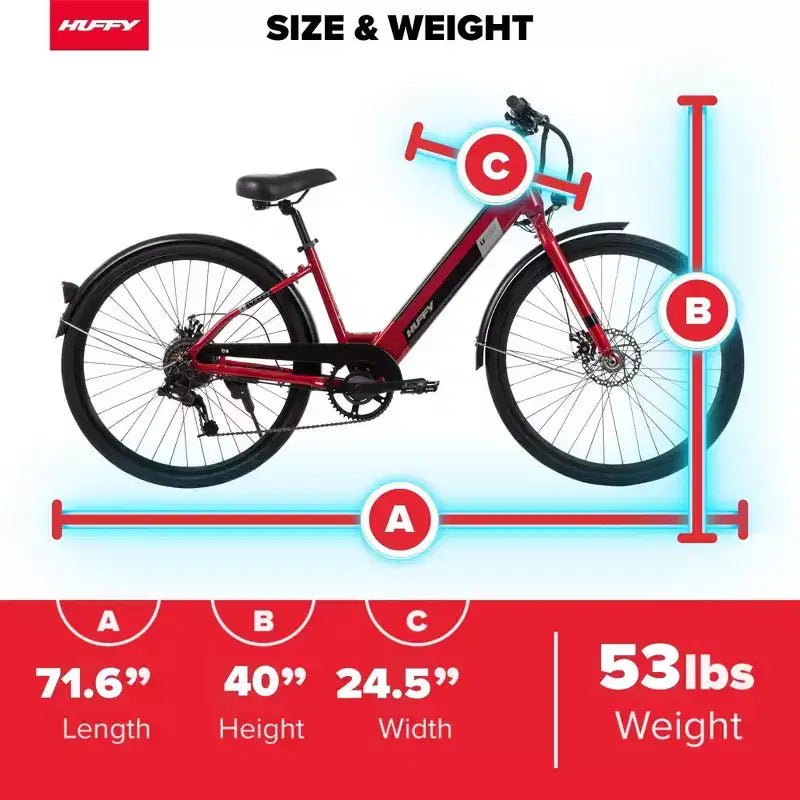 Bicicletta elettrica Huffy Lyndon Step-Through - Ruote da 27.5" - 20 MPH - 36V - Rossa