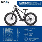 Vélo de montagne électrique Hiboy Adult P6 26" avec cadre haut - Noir