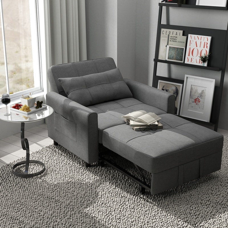Divano Letto Trasformabile 3-in-1, Poltrona Letto Estraibile, Letto Pieghevole Convertibile per Soggiorno