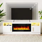 Meuble TV Bossin 70 avec cheminée électrique 36 pouces, compatible avec les téléviseurs jusqu'à 80 pouces, éclairage LED 16 couleurs/centre multimédia