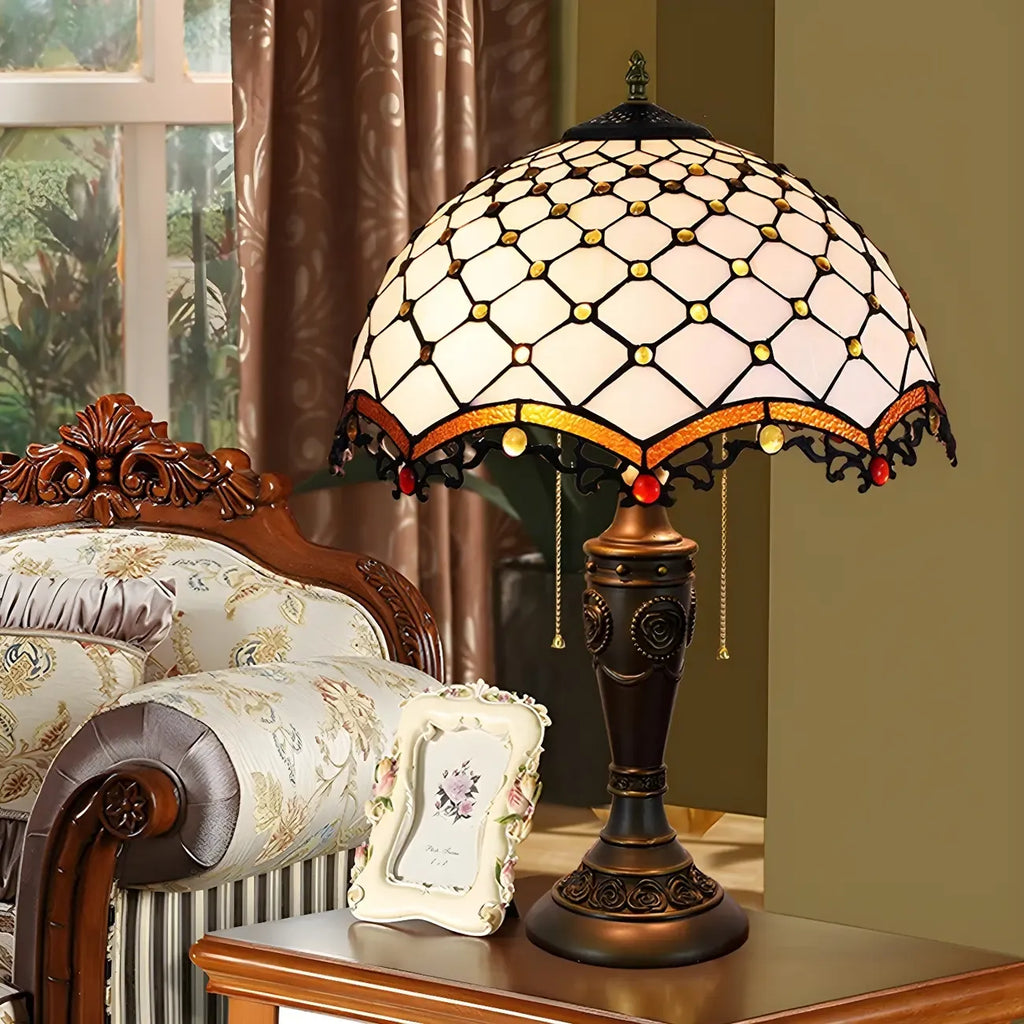 Lampe de table HomeyFad à 2 lumières avec dôme en verre et acier inoxydable de style vintage