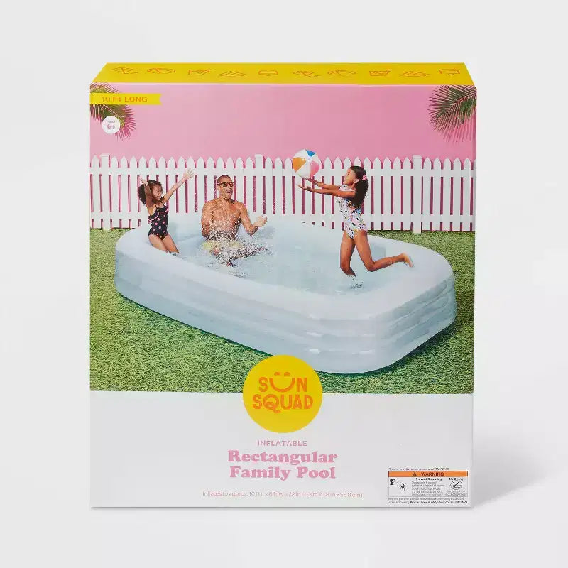 Piscine familiale rectangulaire de luxe bleue de 10' x 6' - Sun Squad™ : Kit gonflable en PVC