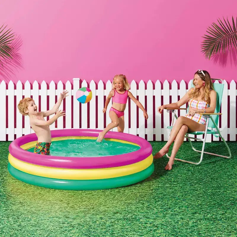 Piscine gonflable à 3 anneaux pour enfants - Sun Squad™ Bleu/Blanc/Orange