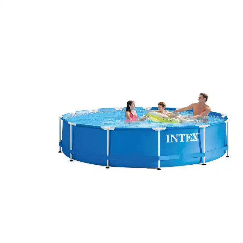 Piscine hors sol Intex Metal Frame 3,96 x 0,84 m avec pompe de filtration : cadre en acier, liner vinyle, à partir de 6 ans