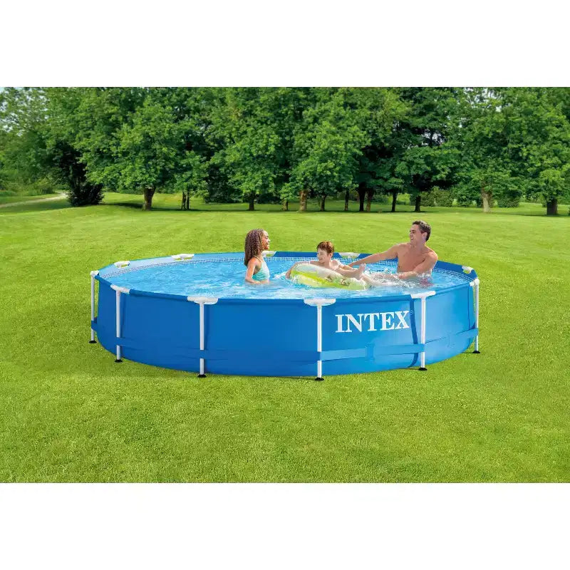 Piscine hors sol Intex Metal Frame 3,96 x 0,84 m avec pompe de filtration : cadre en acier, liner vinyle, à partir de 6 ans