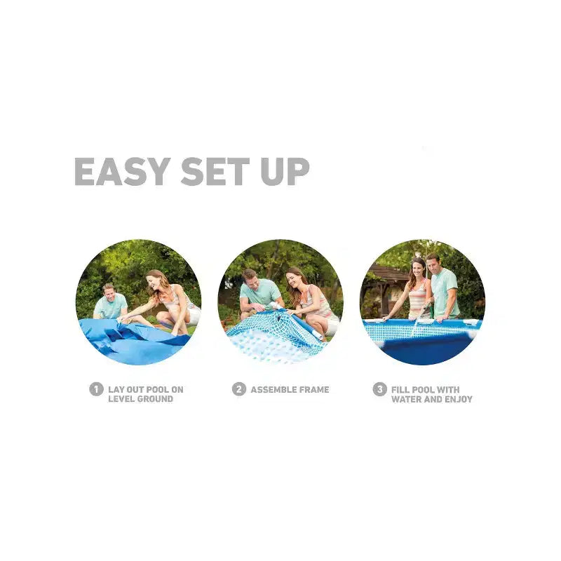 Piscine hors sol Intex Metal Frame 3,96 x 0,84 m avec pompe de filtration : cadre en acier, liner vinyle, à partir de 6 ans