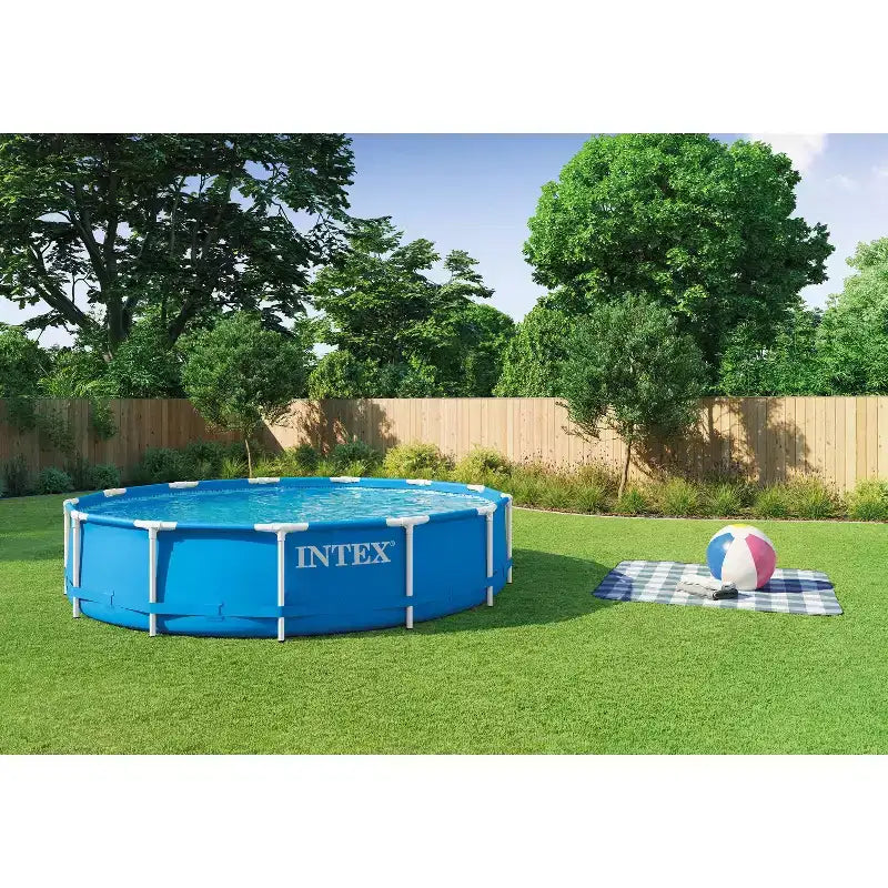 Piscine hors sol Intex Metal Frame 3,96 x 0,84 m avec pompe de filtration : cadre en acier, liner vinyle, à partir de 6 ans