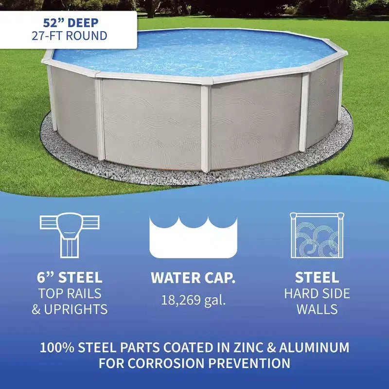 Ensemble piscine à paroi d'acier Belize Blue Wave ronde 324"x324"