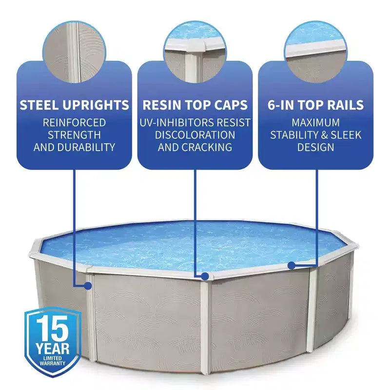 Ensemble piscine à paroi d'acier Belize Blue Wave ronde 324"x324"