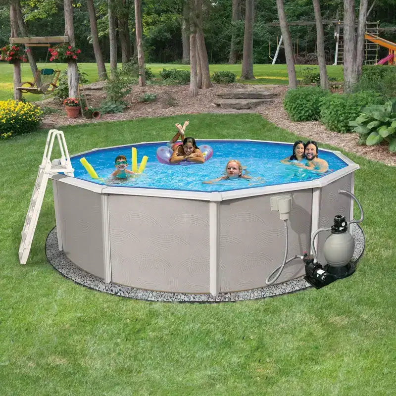 Ensemble piscine à paroi d'acier Belize Blue Wave ronde 324"x324"