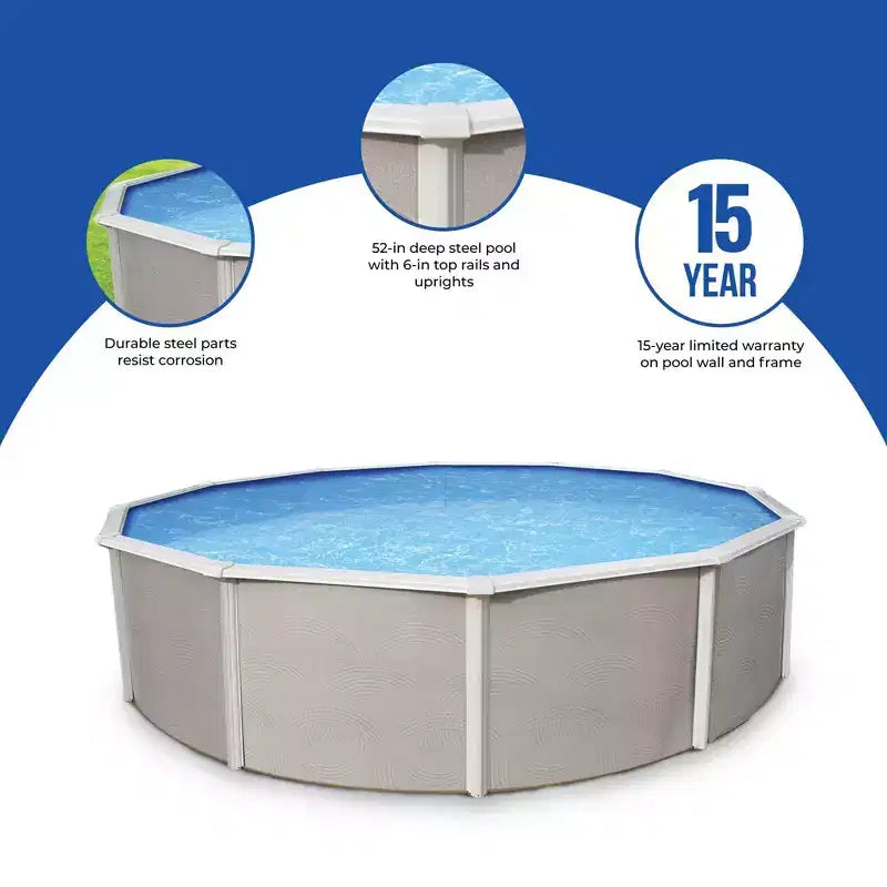 Ensemble piscine à paroi d'acier Belize Blue Wave ronde 324"x324"