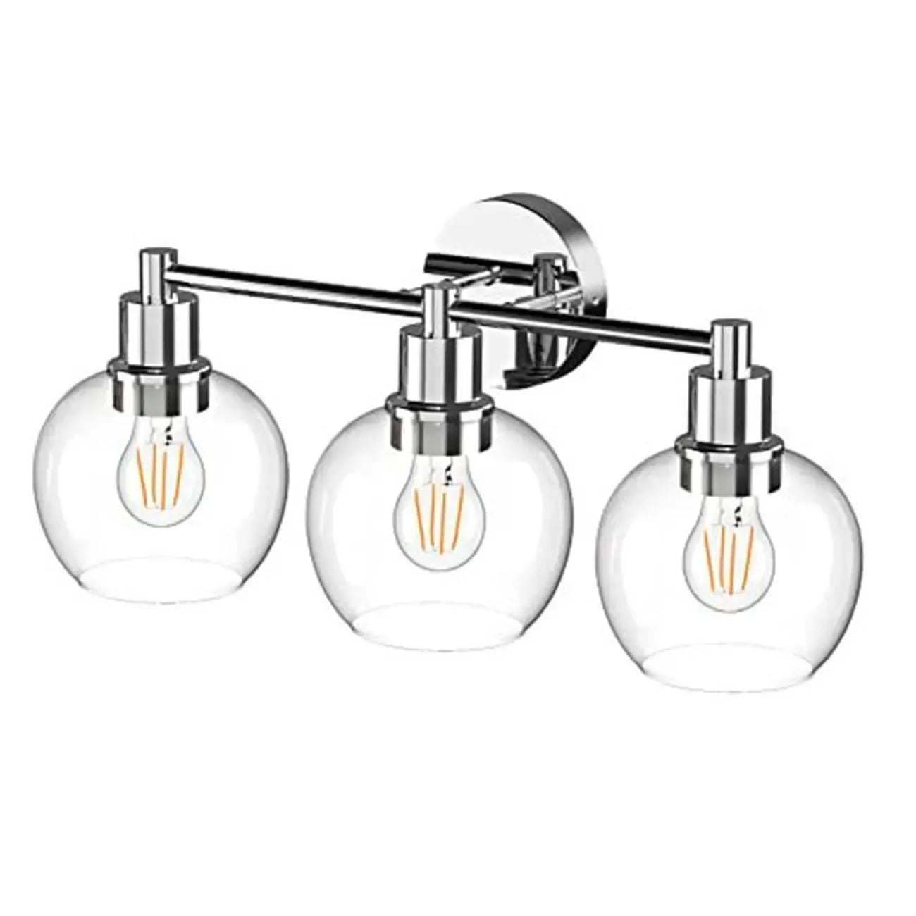 Applique da bagno a 3 luci in ottone vintage con globi