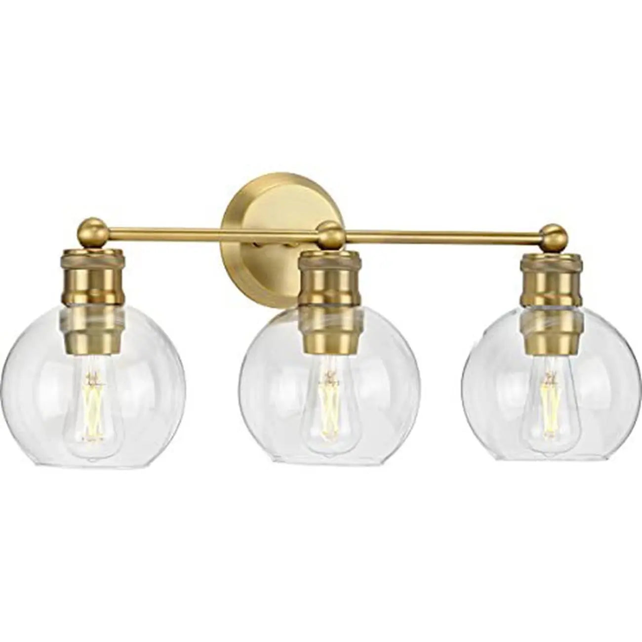 Applique da bagno a 3 luci in ottone vintage con globi
