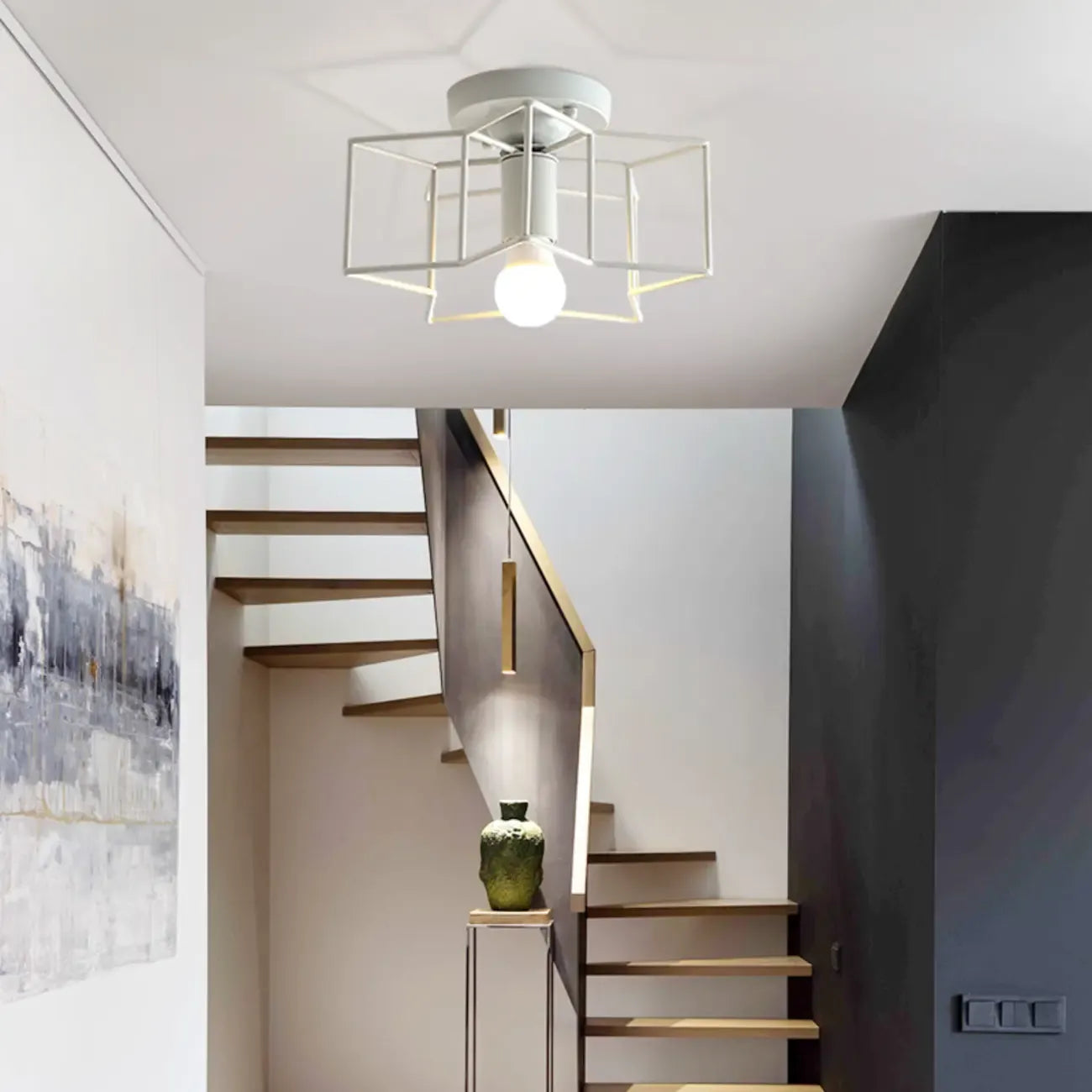 Plafonnier semi-encastré noir de style industriel pour salon