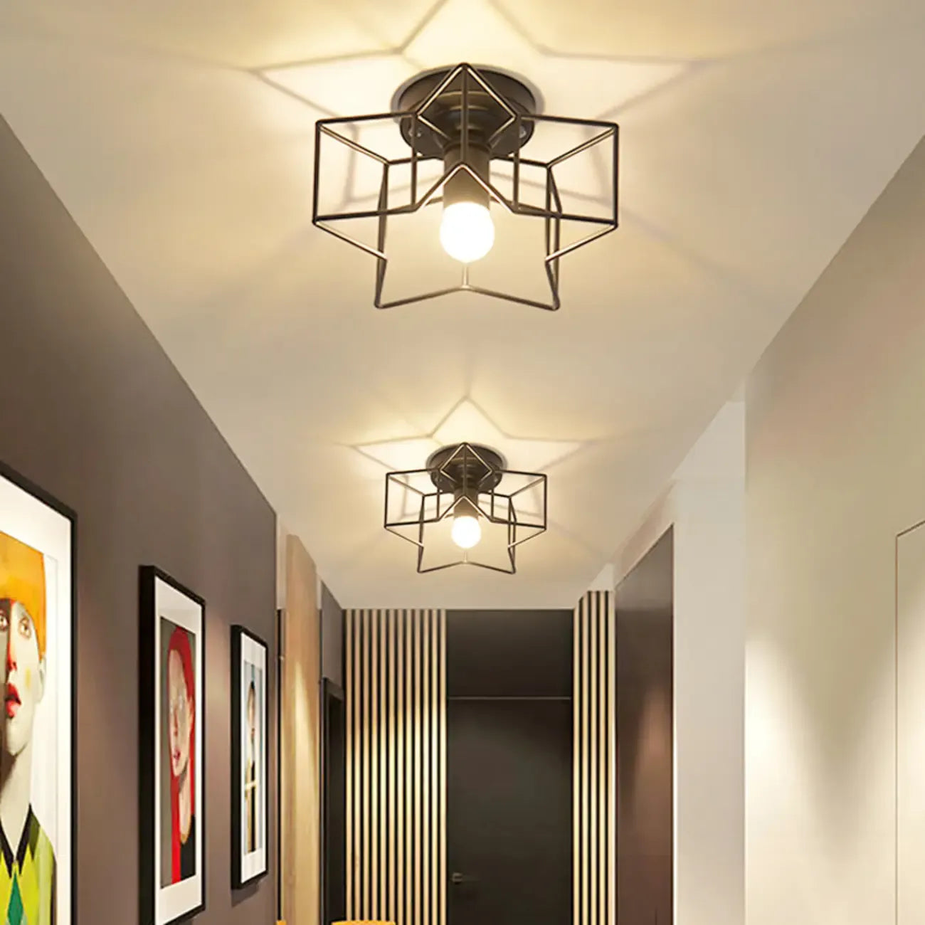 Plafonnier semi-encastré noir de style industriel pour salon