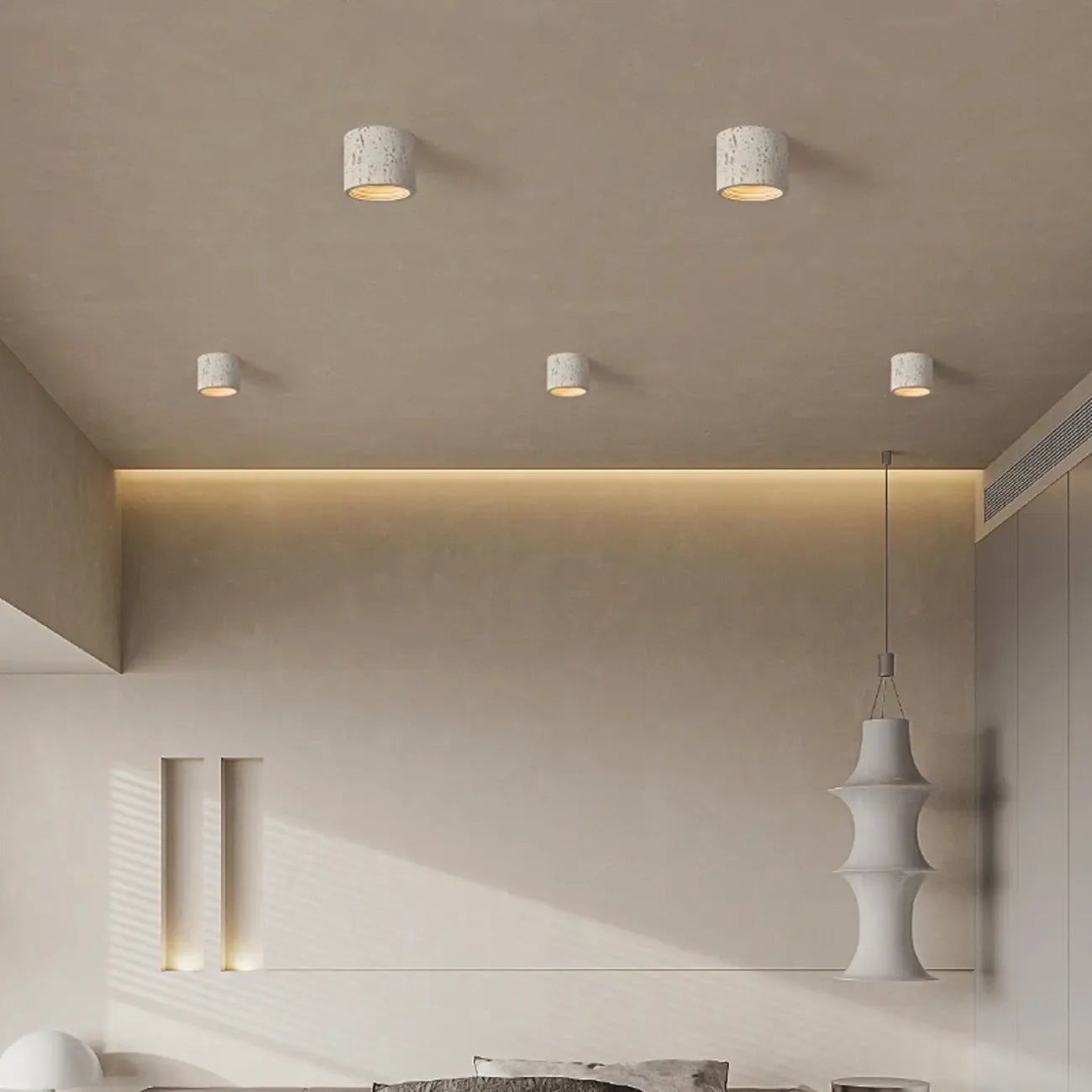 Plafonnier cylindrique encastré à intensité variable pour usage intérieur