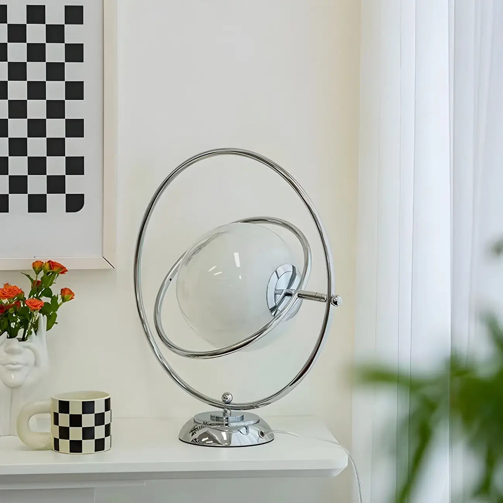 Lampada da tavolo in vetro Art Déco con base in argento per il soggiorno