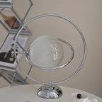 Lampada da tavolo in vetro Art Déco con base in argento per il soggiorno