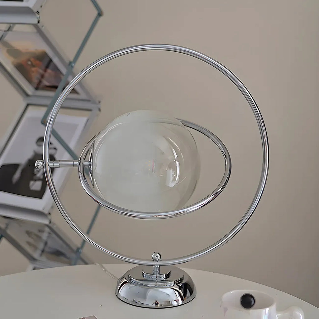 Lampada da tavolo in vetro Art Déco con base in argento per il soggiorno