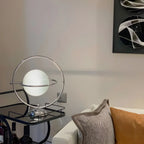 Lampada da tavolo in vetro Art Déco con base in argento per il soggiorno