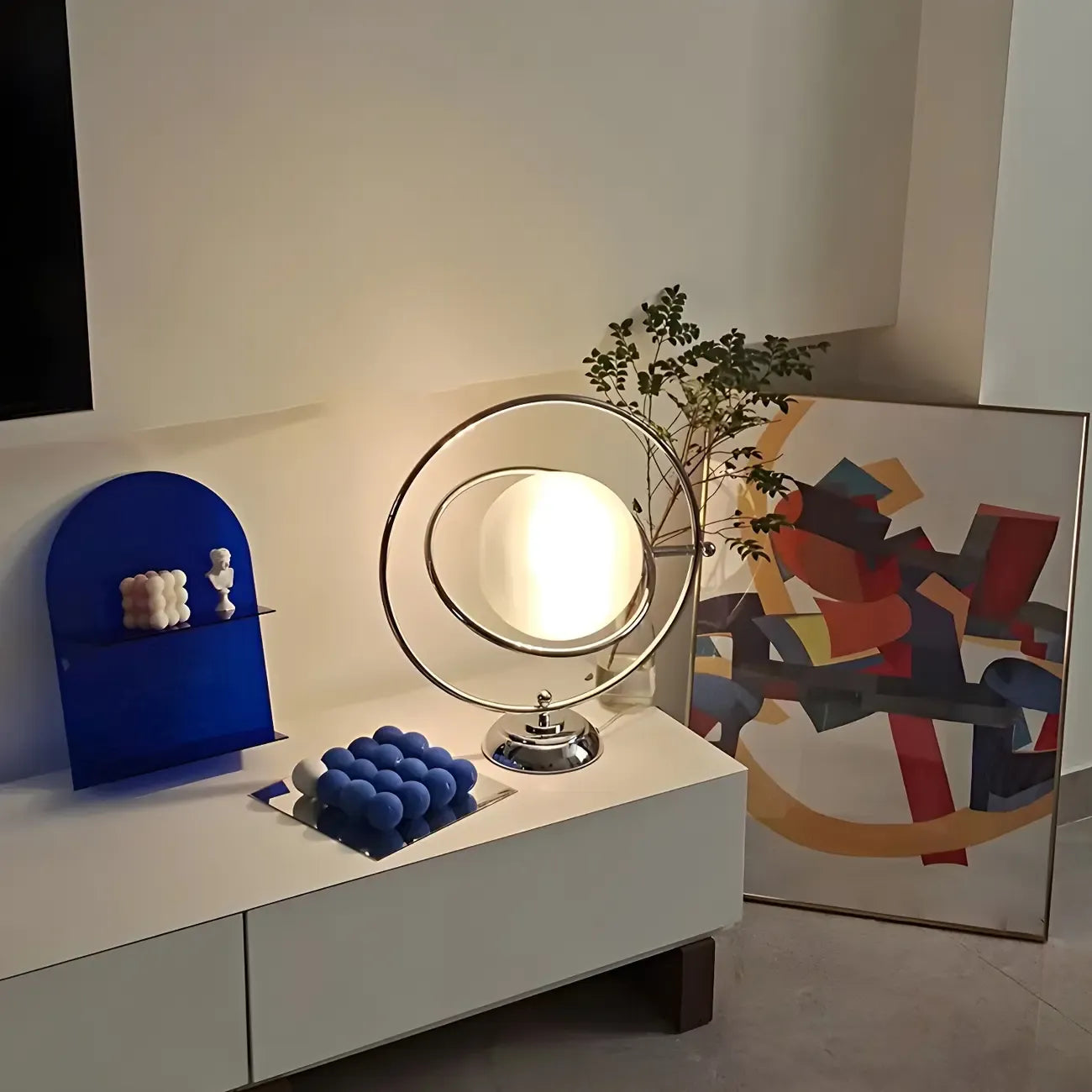 Lampada da tavolo in vetro Art Déco con base in argento per il soggiorno