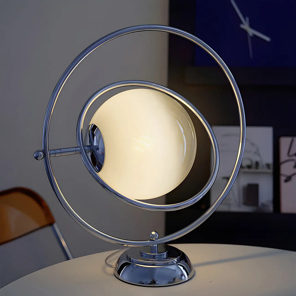 Lampada da tavolo in vetro Art Déco con base in argento per il soggiorno