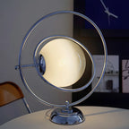 Lampada da tavolo in vetro Art Déco con base in argento per il soggiorno