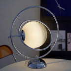 Lampada da tavolo in vetro Art Déco con base in argento per il soggiorno