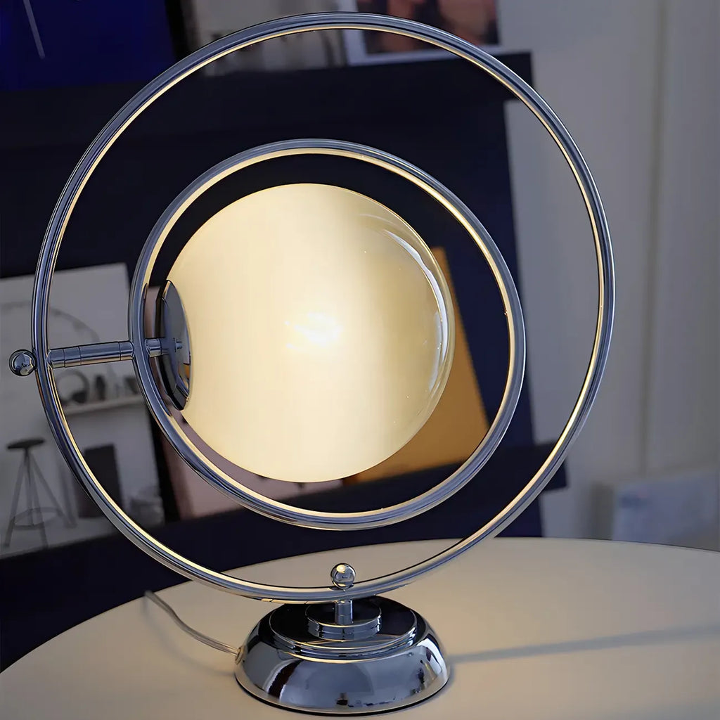 Lampada da tavolo in vetro Art Déco con base in argento per il soggiorno